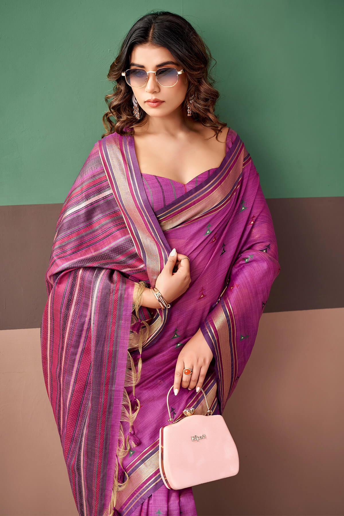 Exceptional Dark Pink Cotton Silk Saree With Designer Blouse Piece