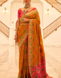 Dissemble Mustard Patola Silk Saree with Angelic Blouse Piece