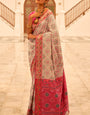 Flameboyant Beige Patola Silk Saree with Captivating Blouse Piece