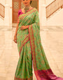 Deserving Pista Patola Silk Saree with Surpassing Blouse Piece