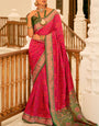 Radiant Dark Pink Patola Silk Saree with Prominent Blouse Piece