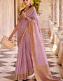 Demanding Lavender Cotton Silk Saree With Groovy Blouse Piece