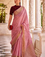 Efflorescence Pink Cotton Silk Saree With Mellifluous Blouse Piece