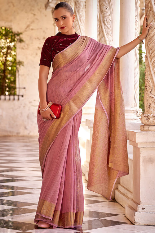 Load image into Gallery viewer, Efflorescence Pink Cotton Silk Saree With Mellifluous Blouse Piece
