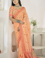 Excellent Peach Cotton Silk Saree With Demesne Blouse Piece