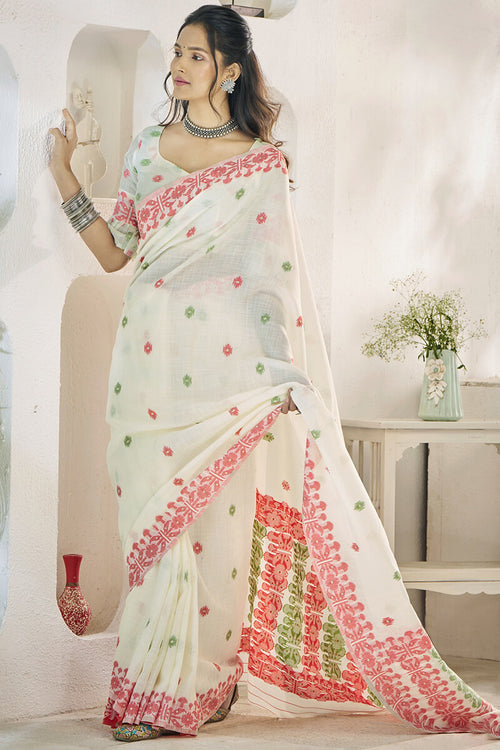 Load image into Gallery viewer, Epiphany Beige Cotton Silk Saree With Murmurous Blouse Piece
