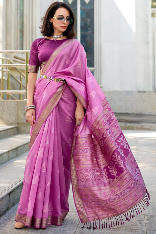 Load image into Gallery viewer, Snappy Dark Pink Soft Banarasi Silk Saree With Exuberant Blouse Piece
