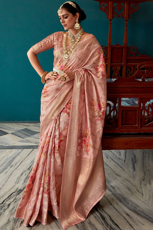 Load image into Gallery viewer, Precious Pink Soft Banarasi Silk Saree With Unique Blouse Piece
