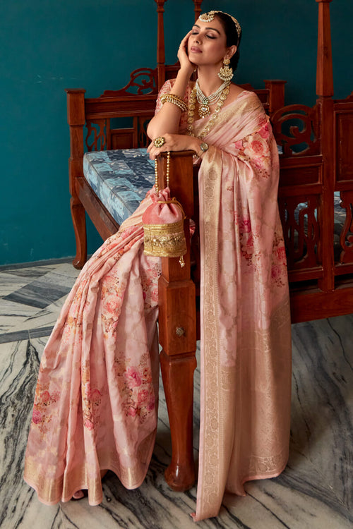 Load image into Gallery viewer, Precious Pink Soft Banarasi Silk Saree With Unique Blouse Piece
