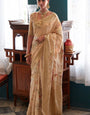 Extraordinary Beige Soft Banarasi Silk Saree With Capricious Blouse Piece