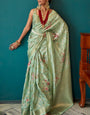 Dazzling Green Soft Banarasi Silk Saree With Mesmerising Blouse Piece