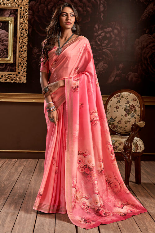 Load image into Gallery viewer, Tremendous Pink Digital Printed Soft Silk Saree With Alluring Blouse Piece
