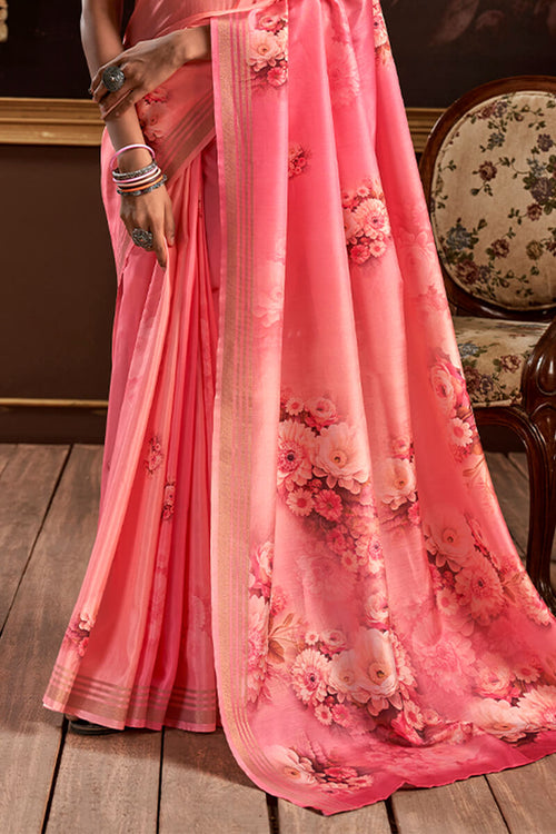 Load image into Gallery viewer, Tremendous Pink Digital Printed Soft Silk Saree With Alluring Blouse Piece
