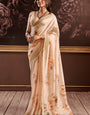 Transcendent Beige Digital Printed Soft Silk Saree With Exemplary Blouse Piece