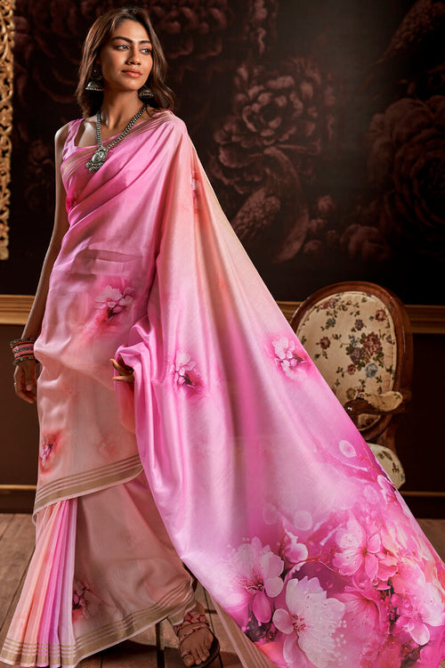 Load image into Gallery viewer, Tremendous Pink Digital Printed Soft Silk Saree With Scrupulous Blouse Piece
