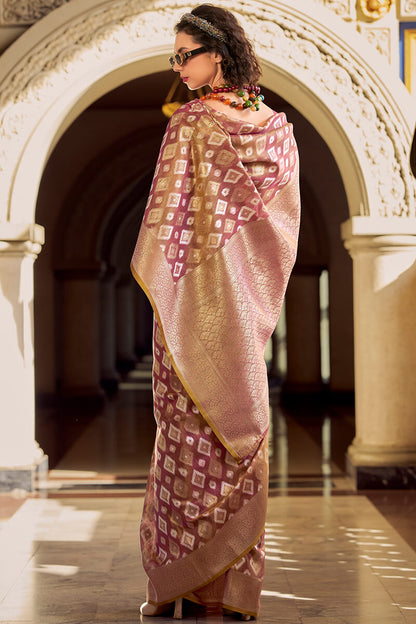 Beleaguer Pink Soft Banarasi Tissue Silk Saree With Refreshing Blouse Piece