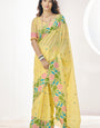 Hypnotic Yellow Cotton Silk Saree With Twirling Blouse Piece