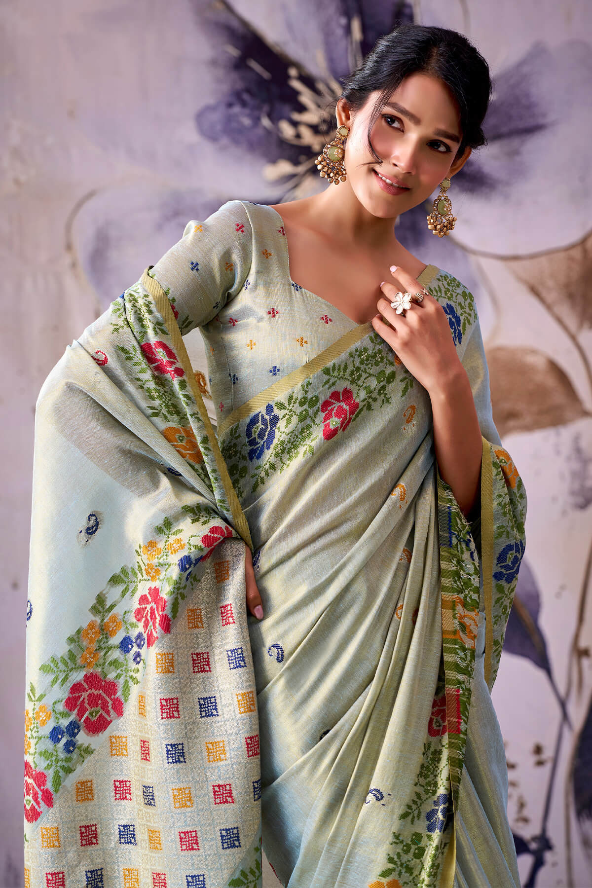 Susurrous Pista Banarasi Tissue Silk Saree With Eloquence Blouse Piece