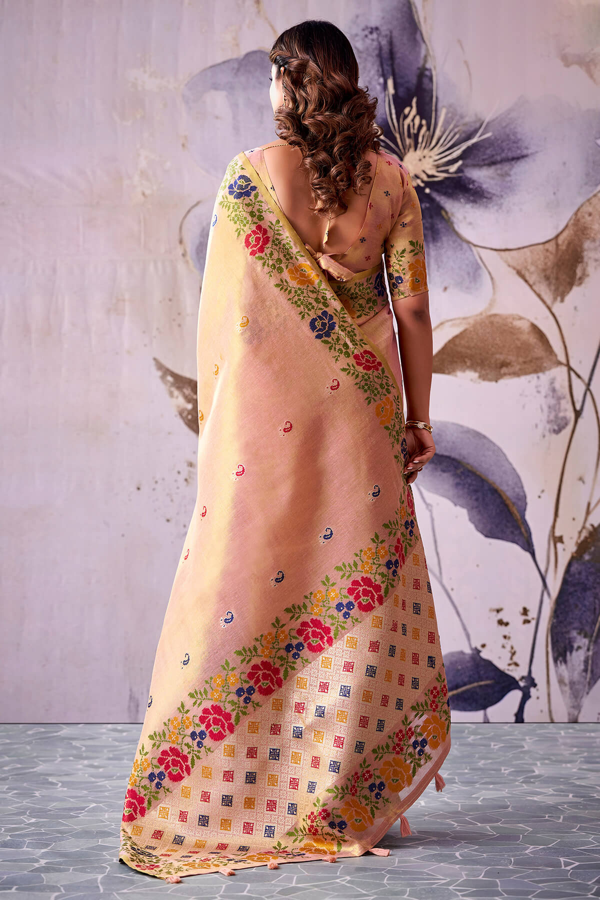 Enthralling Baby Pink Banarasi Tissue Silk Saree With Exquisite Blouse Piece