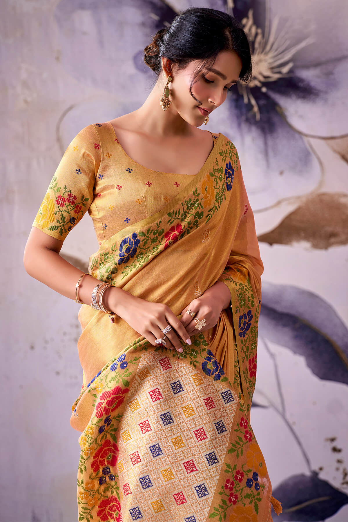Precious Peach Banarasi Tissue Silk Saree With Unique Blouse Piece