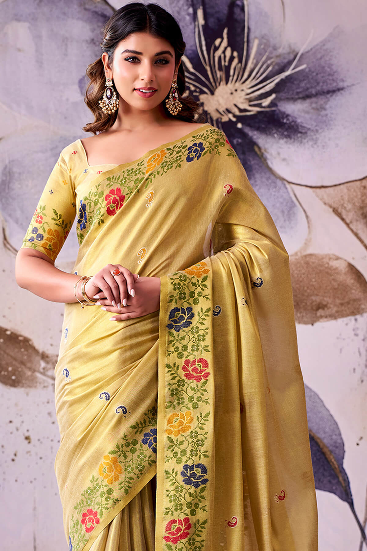 Traditional Yellow Banarasi Tissue Silk Saree With Quintessential Blouse Piece
