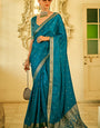 Admirable Rama Banarasi Satin Silk Saree With Inspiring Blouse Piece