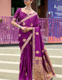 Glorious Purple Soft Banarasi Silk Saree With Arresting Blouse Piece