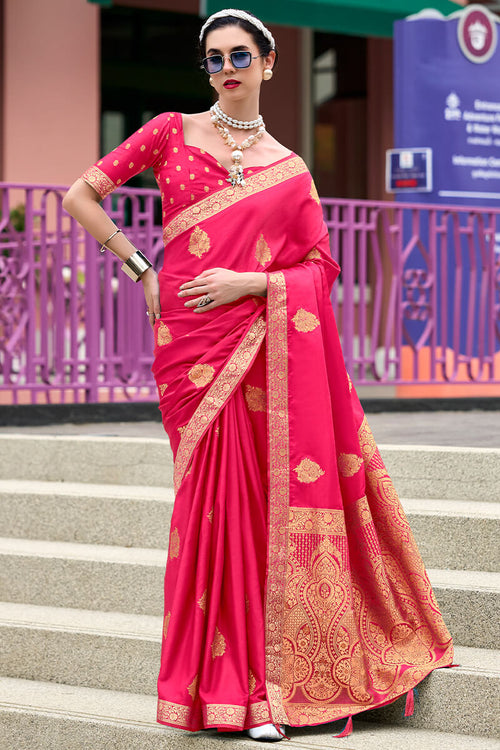 Load image into Gallery viewer, Amazing Dark Pink Soft Banarasi Silk Saree With Phenomenal Blouse Piece
