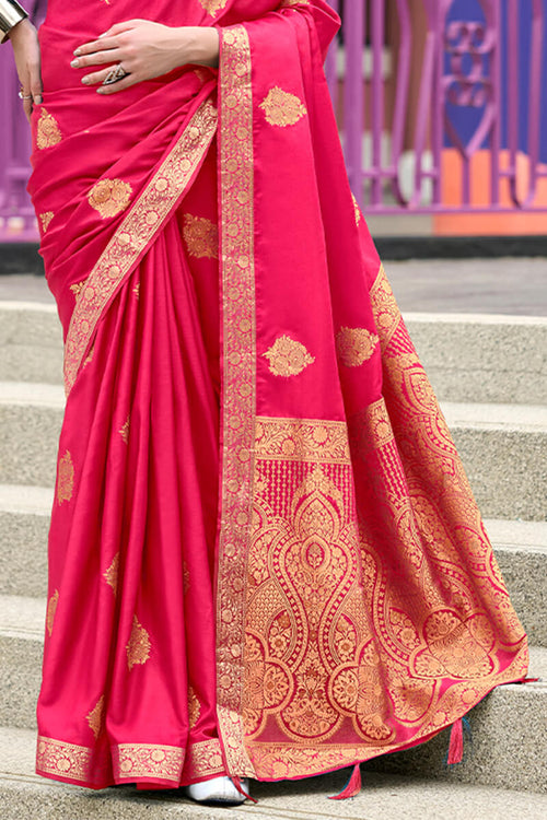 Load image into Gallery viewer, Amazing Dark Pink Soft Banarasi Silk Saree With Phenomenal Blouse Piece
