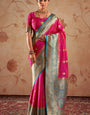 Gorgeous Dark Pink Soft Banarasi Silk Saree With Beautiful dBlouse Piece