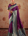 Assemblage Purple Soft Banarasi Silk Saree With Elision Blouse Piece