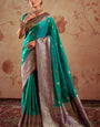 Seraglio Rama Soft Banarasi Silk Saree With Luxuriant Blouse Piece