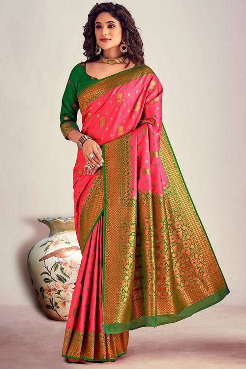 Load image into Gallery viewer, Desirable Dark Pink Soft Banarasi Silk Saree With Stunner Blouse Piece
