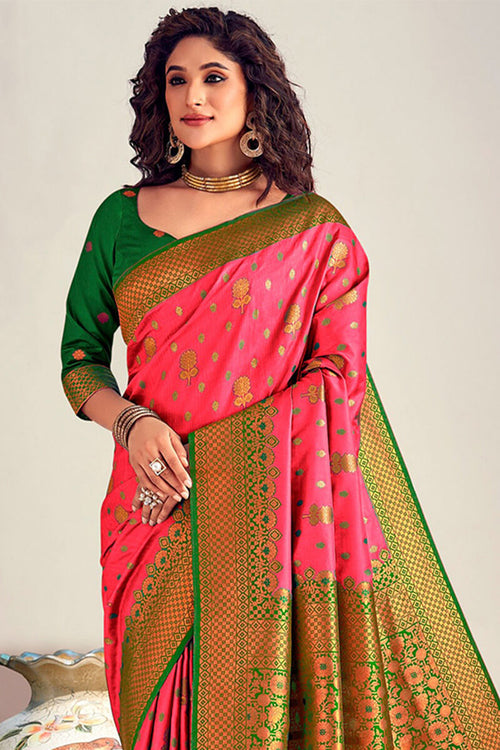 Load image into Gallery viewer, Desirable Dark Pink Soft Banarasi Silk Saree With Stunner Blouse Piece
