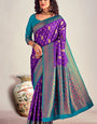 Chatoyant Purple Soft Banarasi Silk Saree With Dalliance Blouse Piece