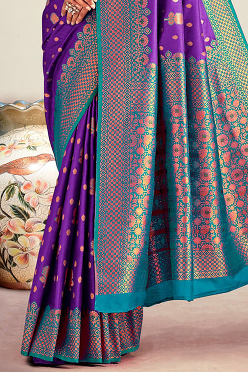 Load image into Gallery viewer, Chatoyant Purple Soft Banarasi Silk Saree With Dalliance Blouse Piece
