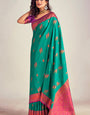 Palimpsest Rama Soft Banarasi Silk Saree With Effervescent Blouse Piece