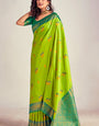 Beauteous Parrot Soft Banarasi Silk Saree With Moiety Blouse Piece