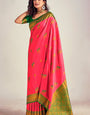 Majesty Pink Soft Banarasi Silk Saree With Blooming Blouse Piece