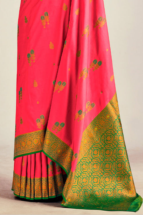 Load image into Gallery viewer, Majesty Pink Soft Banarasi Silk Saree With Blooming Blouse Piece
