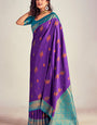 Adoring Purple Soft Banarasi Silk Saree With Dalliance Blouse Piece