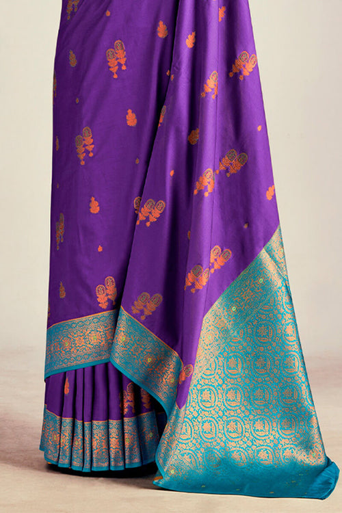 Load image into Gallery viewer, Adoring Purple Soft Banarasi Silk Saree With Dalliance Blouse Piece
