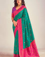 Murmurous Rama Soft Banarasi Silk Saree With Dissemble Blouse Piece