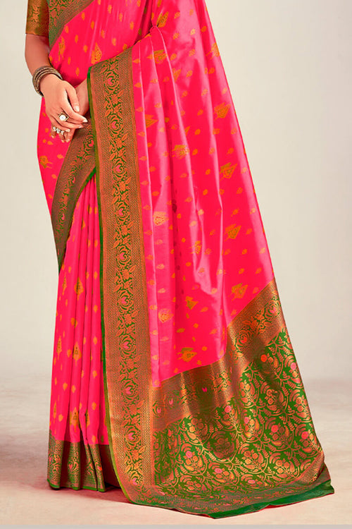 Load image into Gallery viewer, Susurrous Pink Soft Banarasi Silk Saree With Delectable Blouse Piece
