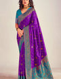 Engaging Purple Soft Banarasi Silk Saree With Prodigal Blouse Piece