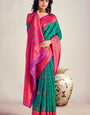 Stunning Rama Soft Banarasi Silk Saree With Precious Blouse Piece