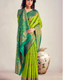 Stylish Parrot Soft Banarasi Silk Saree With Wonderful Blouse Piece