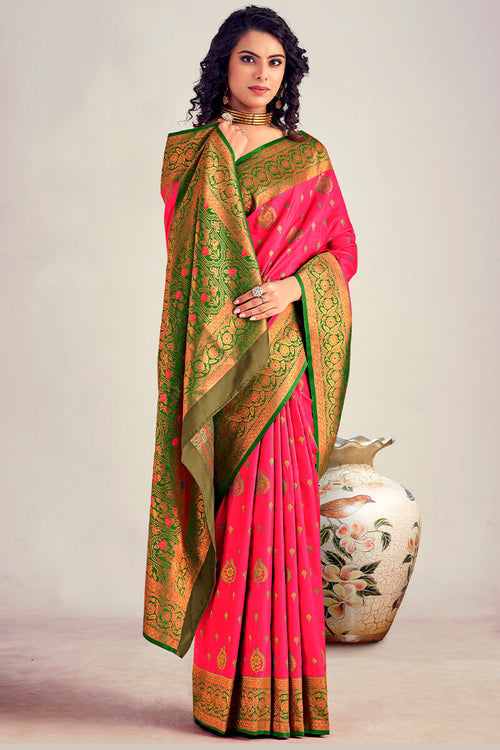 Load image into Gallery viewer, Adorable Pink Soft Banarasi Silk Saree With Captivating Blouse Piece
