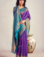 Mesmeric Purple Soft Banarasi Silk Saree With Twirling Blouse Piece