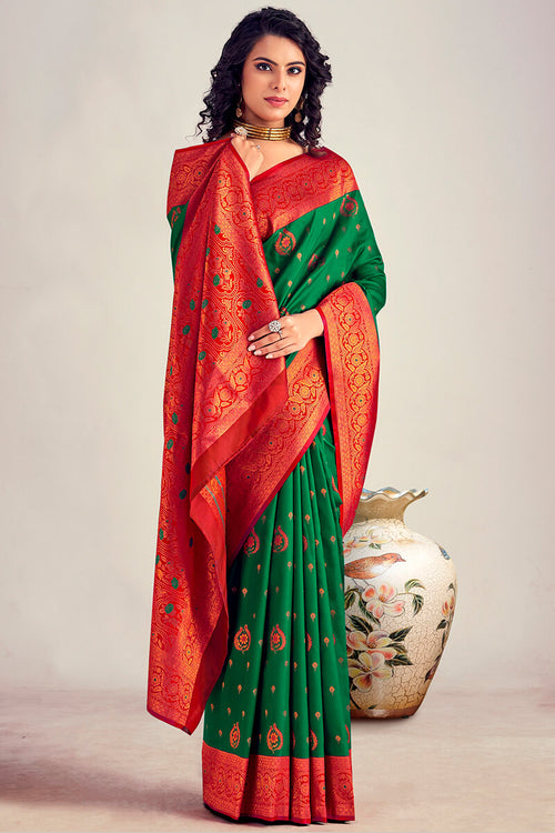 Load image into Gallery viewer, Ideal Dark Green Soft Banarasi Silk Saree With Excellent Blouse Piece
